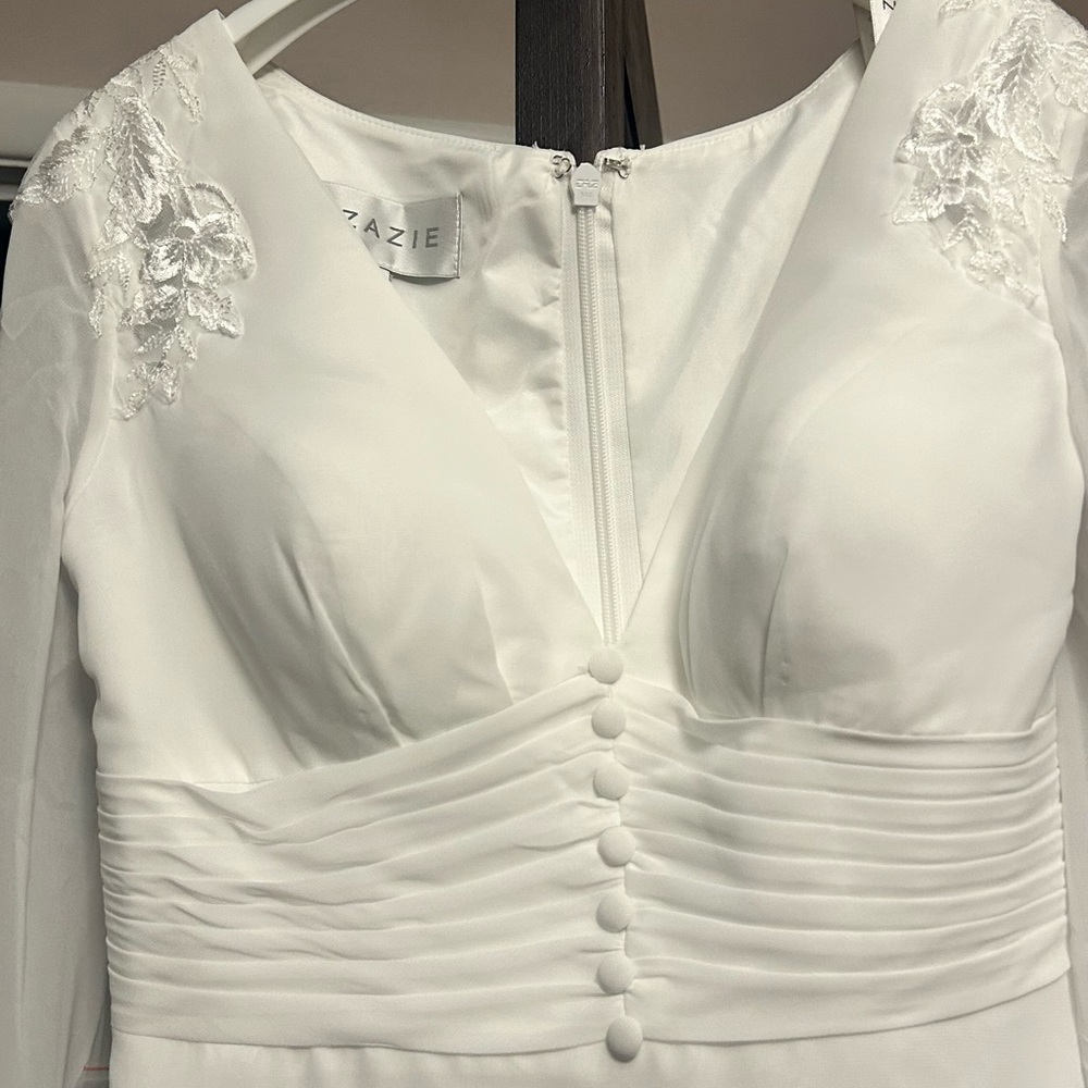 Azazie White Wedding Dress with Lace Details - Picture 3 of 5